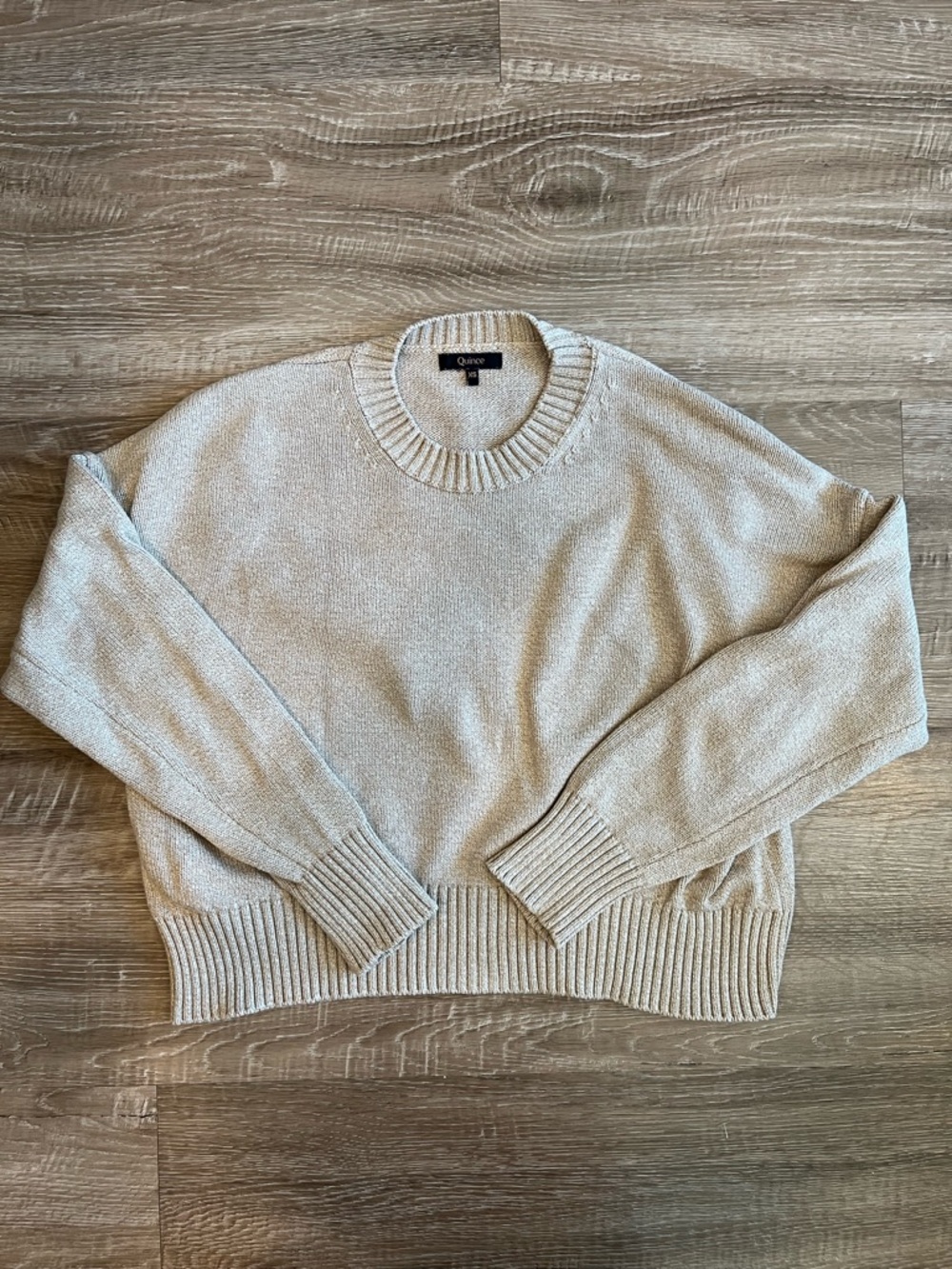 Quince Oatmeal Boyfriend Sweater Women’s XS Relaxed Fit